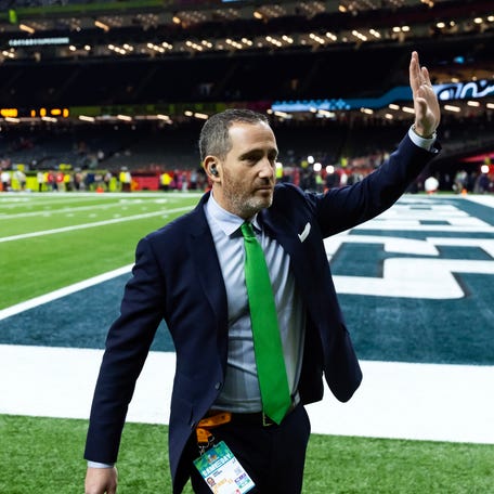 Feb 9, 2025; New Orleans, LA, USA; Philadelphia Eagles general manager Howie Roseman against the Kansas City Chiefs during Super Bowl LIX at Ceasars Superdome. Mandatory Credit: Mark J. Rebilas-Imagn Images