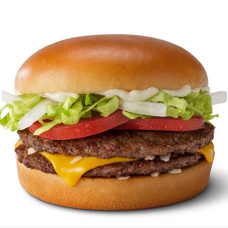 McDonald's is adding the Daily Double, a double cheeseburger with lettuce, tomato and onion to its menu.