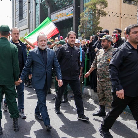 Iranian Foreign Minister Abbas Araqchi attends the funeral procession of Iranian military commanders, nuclear scientists and others killed in Israeli strikes, in Tehran, Iran, June 28, 2025.