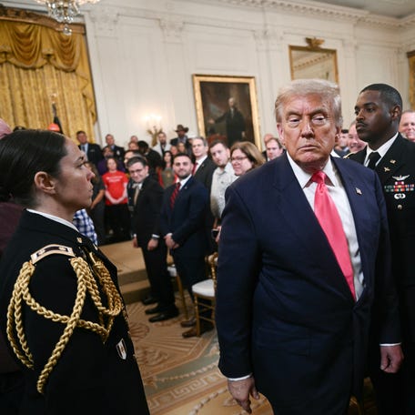 US President Donald Trump departs after speaking during "One, Big, Beautiful Event" in the East Room of the White House in Washington, DC on June 26, 2025. US President Donald Trump made his final pitch at a White House event Friday for his massive tax relief and spending cuts package as the Senate eyes a vote in the coming days. The so-called "One, Big Beautiful Bill" would extend Trump's expiring first term tax cuts at a cost of $4.5 trillion -- but strip   health care from millions of the poorest Americans and add more than $3 trillion to deficits over a decade. Trump told officials and supporters the package was "one of the most important pieces of legislation in the history of our country."