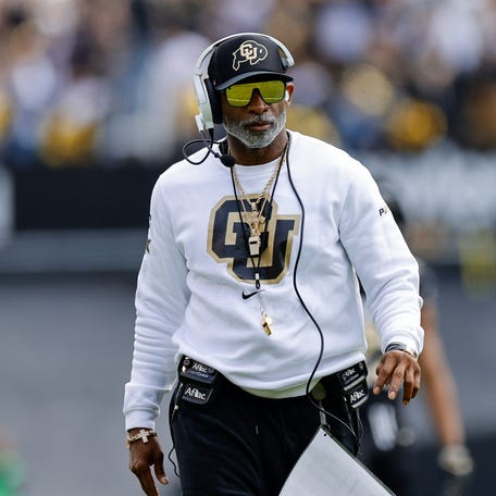 Colorado Buffaloes head coach Deion Sanders during the spring game at Folsom Field.