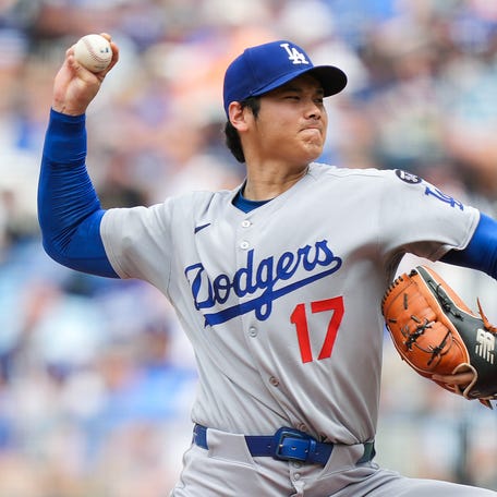 Shohei Ohtani of the Los Angeles Dodgers pitches during the second inning against the Kansas City Royals at Kauffman Stadium on June 28, 2025 in Kansas City, Missouri.