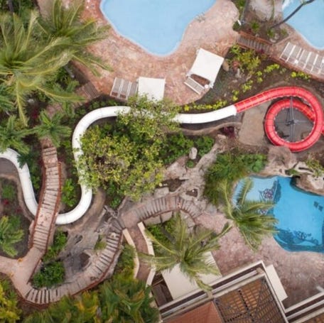 The lazy river is a great break from all the activity at the pool area here.