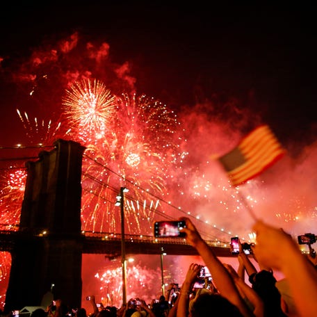 "Macy's 4th of July Fireworks" show over the Brooklyn Bridge in on July 4, 2019. The annual fest is returning to the bridge for 2025.