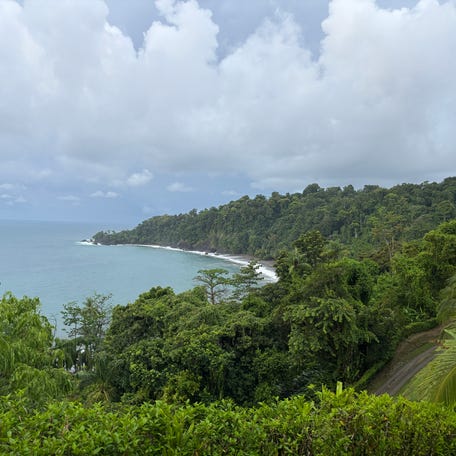 The view from SCP Corcovado, perched into the cliffs.