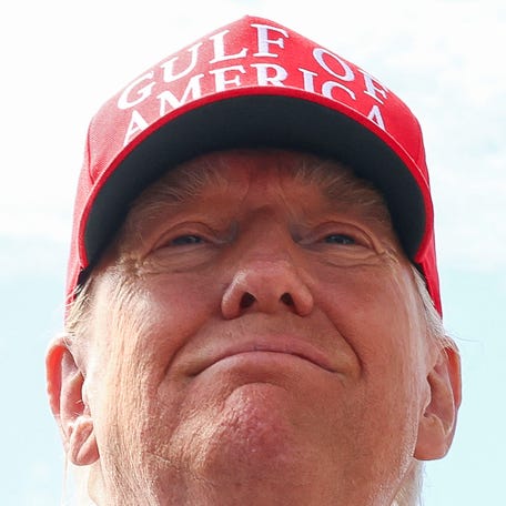U.S. President Donald Trump smiles at the Dade-Collier Training and Transition Airport on the day of the opening of a temporary migrant detention center informally known as "Alligator Alcatraz" in Ochopee, Florida, U.S., July 1, 2025. REUTERS/Evelyn Hockstein