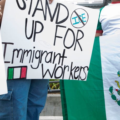 Protest at the Florida Capitol in Tallahassee on May 30, 2025, against immigration sweeps.