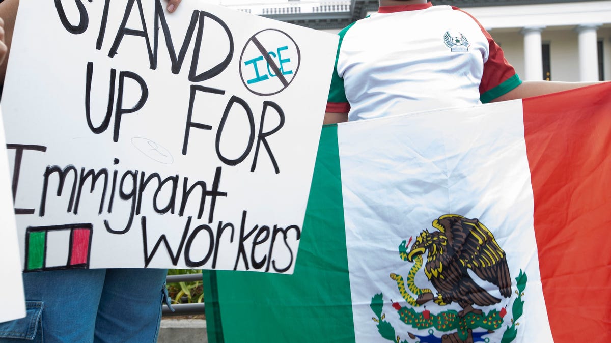Protest at the Florida Capitol in Tallahassee on May 30, 2025, against immigration sweeps.