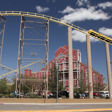 Desperado steel rollercoaster goes around the Buffalo Bills Casino in Primm, Nevada in an undated image.