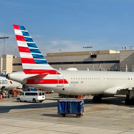 An American Airlines Airbus A321 is seen parked at a gate at Los Angeles International Airport (LAX) in Los Angeles on January 1, 2025.