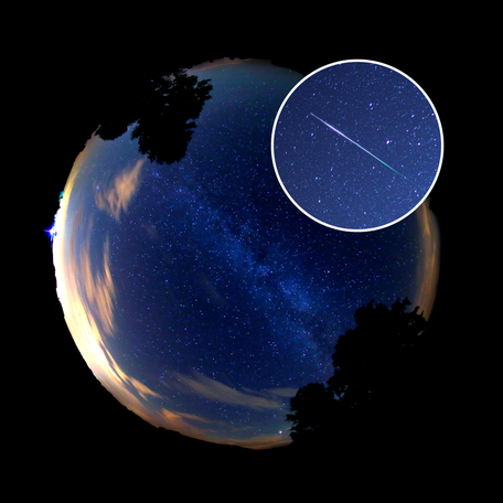 Photo illustration shows the night's sky during a meteor shower.