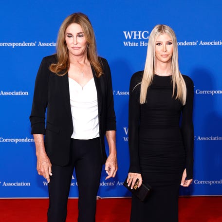 WASHINGTON, DC - APRIL 27: Caitlyn Jenner and Sophia Hutchins attend the 2024 White House Correspondents' Dinner at The Washington Hilton on April 27, 2024 in Washington, DC. (Photo by Paul Morigi/Getty Images)