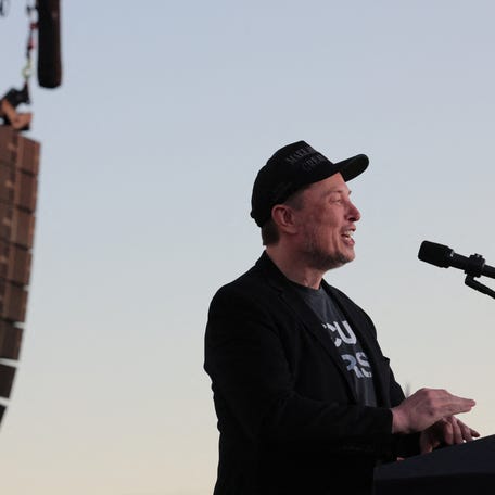 Tesla CEO and X owner Elon Musk campaigns for the reelection of former President Donald Trump in Butler, Pennsylvania, on Oct. 5, 2024.
