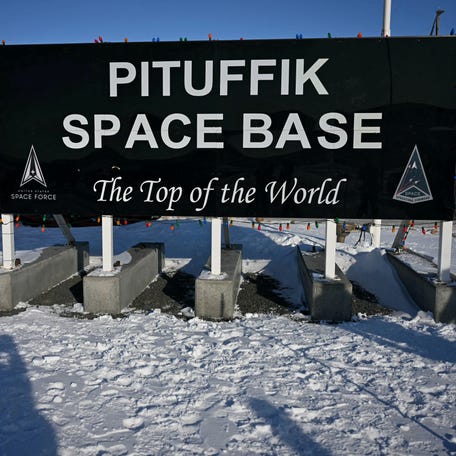 A view of a sign at the U.S. military's Pituffik Space Base in Greenland, on March 28, 2025.