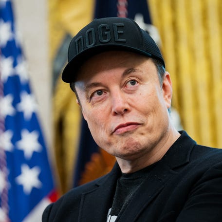 Elon Musk looks on during a news conference with US President Donald Trump in the Oval Office of the White House in Washington, DC, on May 30, 2025.