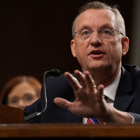 Former Rep. Doug Collins, R-Georgia, testifies at his confirmation hearing before the Senate Veterans' Affairs Committee on Jan. 21, 2025. President Trump nominated Collins as secretary of the Department of Veterans Affairs.