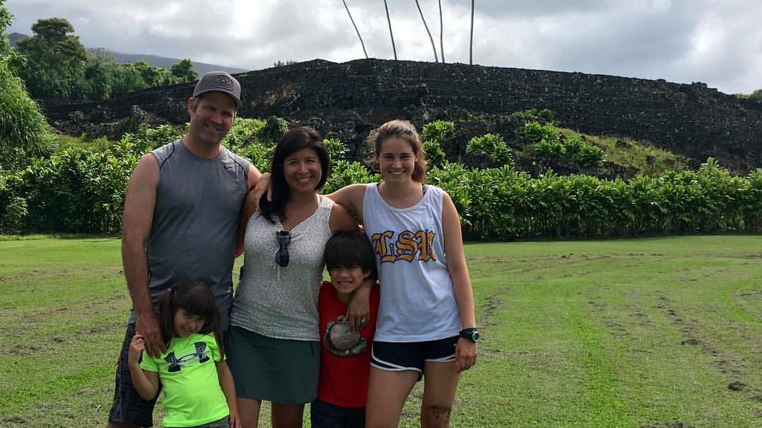 Sara Goo and her family at the Piilanihale Heiau, part of her ancestral lands.
