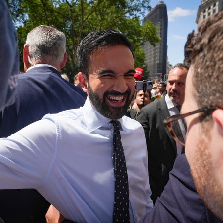 Zohran Mamdani works the crowd at the 2025 NYC Pride March on June 29 in New York City.