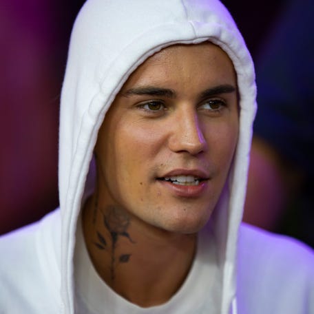 Justin Bieber during the Cincinnati Bengals game against the Los Angeles Rams in Super Bowl LVI at SoFi Stadium on Feb 13, 2022, in Inglewood, California.