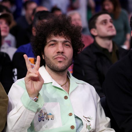 Benny Blanco attends the game between the New York Knicks and the Miami Heat at Madison Square Garden on March 17, 2025, in New York City.