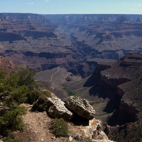 The Grand Canyon is seen from a view on the south rim of the Grand Canyon National Park in Grand Canyon Village, Arizona, on June 29, 2025.