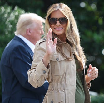 First lady Melania Trump departs the White House with U.S. President Donald Trump on July 11, 2025 in Washington, DC.