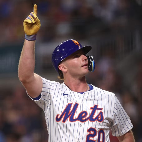 Pete Alonso hit his first career All-Star Game home run in the sixth inning at Truist Park.