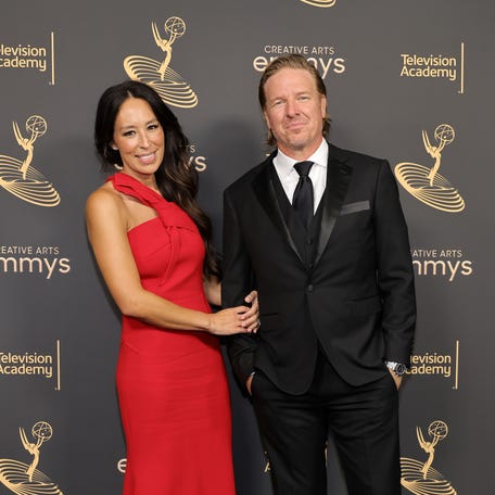 Joanna Gaines and Chip Gaines attend the 2022 Creative Arts Emmys at Microsoft Theater on Sept. 3, 2022, in Los Angeles.