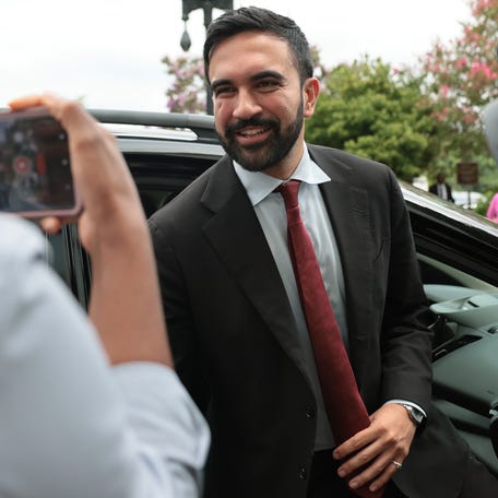 NYC Mayoral Candidate Zohran Mamdani briefly speaks with reporters as he leaves the Dirksen Senate Office Building on July 16, 2025 in Washington, DC. Zohran met privately with Sanders after attending a breakfast event hosted by Rep. Alexandria Ocasio-Cortez (D-N.Y.)