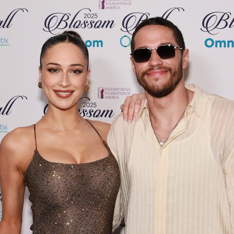 Pete Davidson, right, and girlfriend Elsie Hewitt attend the 13th annual Blossom Ball at The Pierre Hotel in New York City on May 15, 2025.