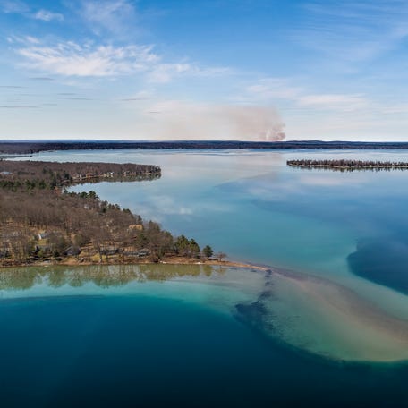 Higgins Lake Spring Aerial View, Higgins Lake Michigan