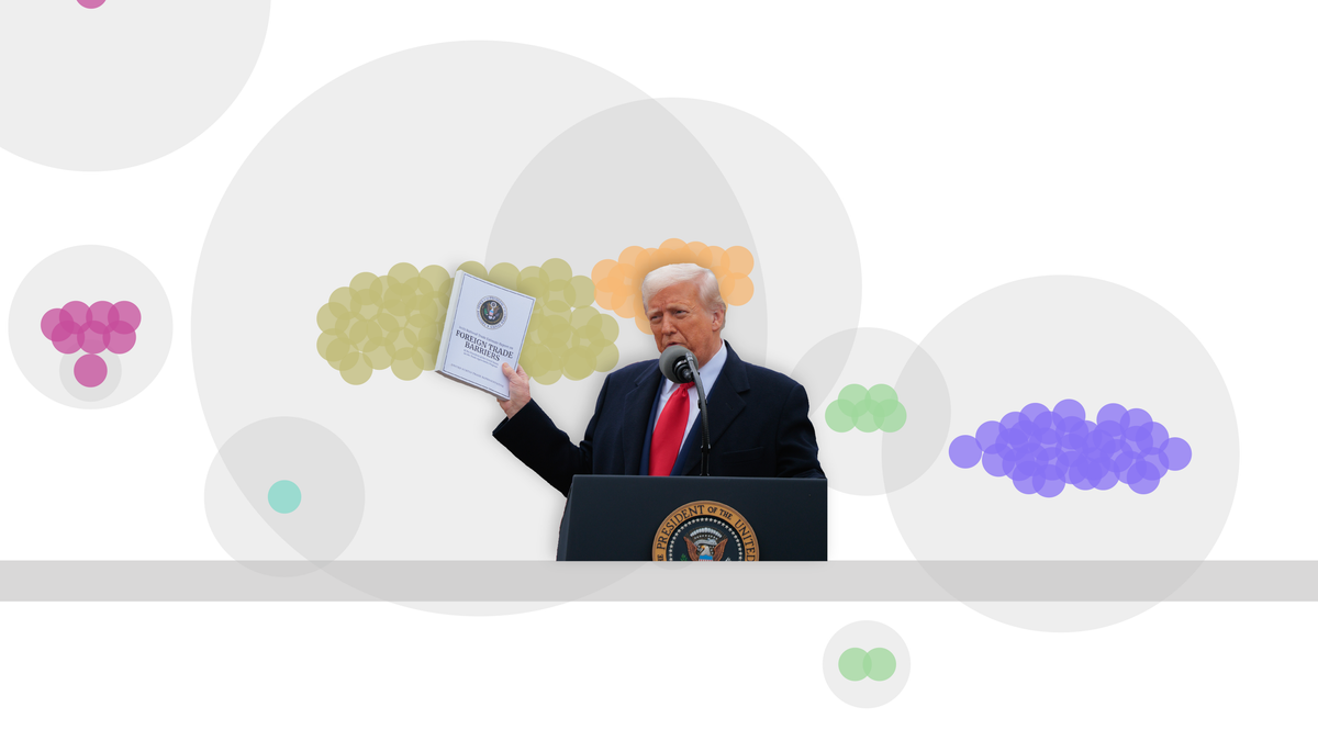 President Donald Trump speaks during a trade announcement event in the Rose Garden at the White House on April 2 in Washington, DC. Touting the event as 