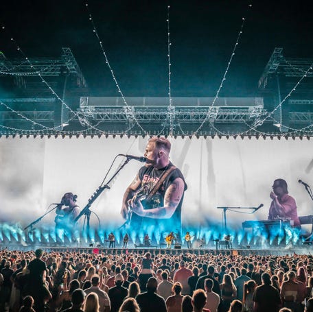 Zach Bryan performs June 29 during the Quittin Time tour at Nissan Stadium in Nashville.