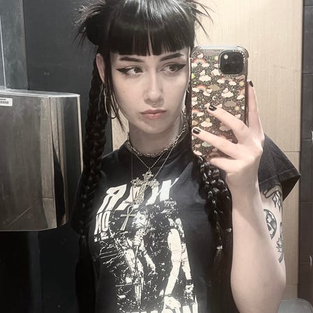 Evie, 21, was among a group of women who had their images non-consensually sexualized on the social media platform X. Here is one of the selfies she posted that trolls converted into a sexual image and reposted on the platform.