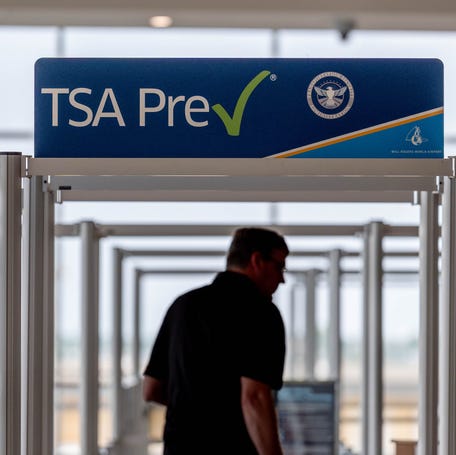 TSA PreCheck passengers enter the security area at Will Rogers World Airport in Oklahoma City, on Friday, July 26, 2024.