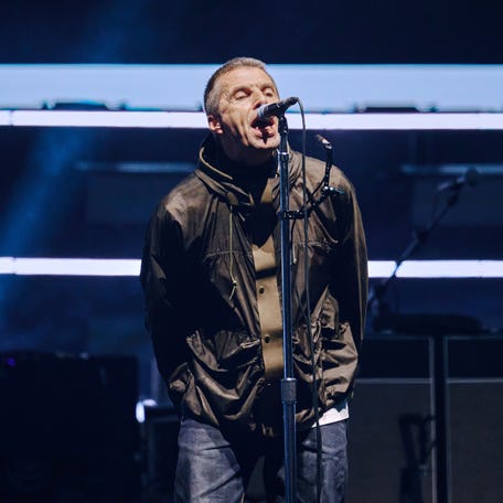 Liam Gallagher of Oasis performs on stage during the opening night of their Live '25 Tour at Principality Stadium on July 4, 2025, in Cardiff, Wales.