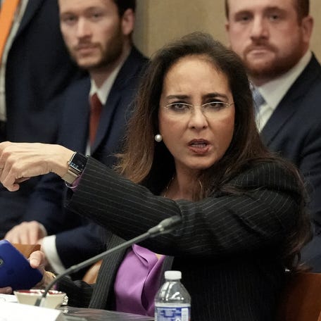 Assistant Attorney General for Civil Rights Harmeet Dhillon attends a meeting of the Eradicating Anti-Christian Bias Task Force, at the Justice Department in Washington, D.C., U.S., April 22, 2025. REUTERS/Ken Cedeno