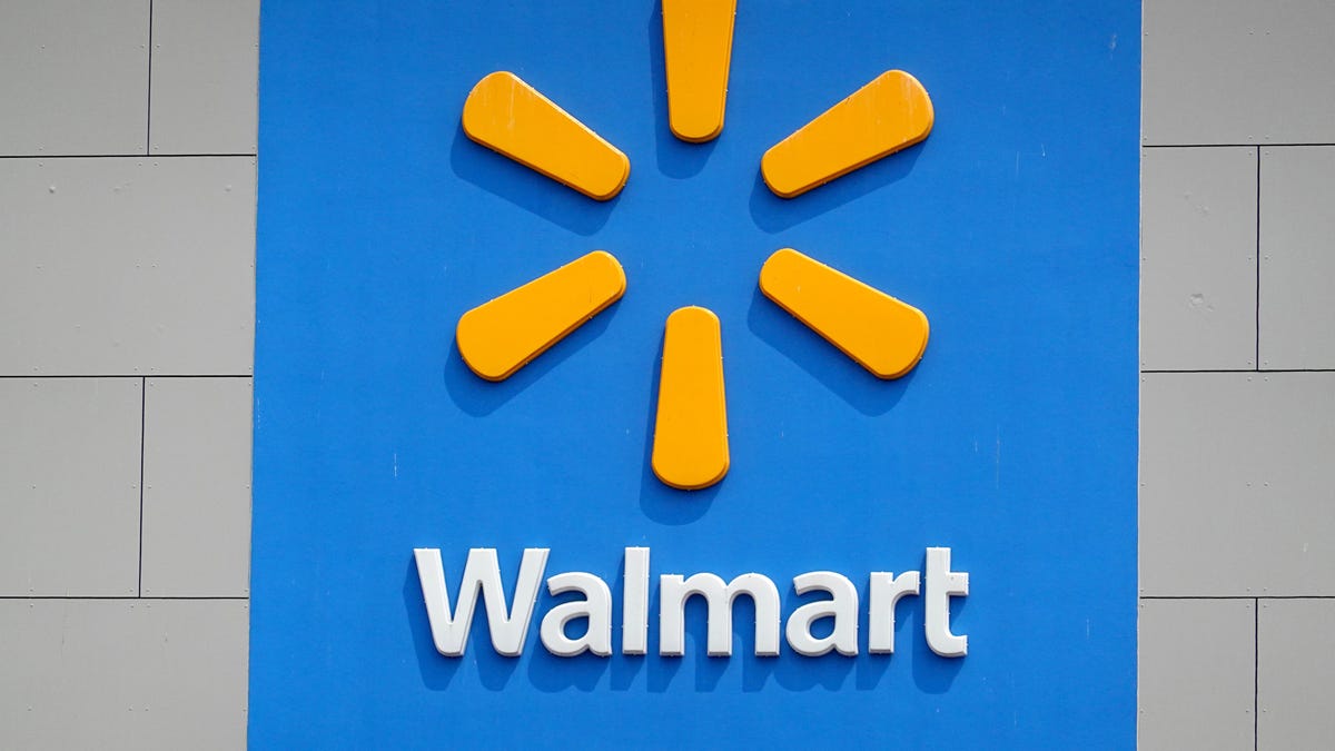The company logo is shown on the front of the building at a Walmart store on May 18, 2023 in Chicago, Illinois.
