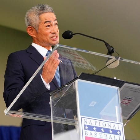 Hall of Fame inductee Ichiro Suzuki makes his Baseball Hall of Fame acceptance speech.