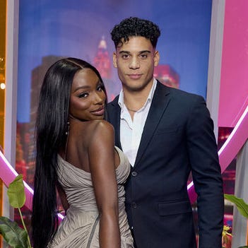 JaNa Craig and Kenny Rodriguez pose together during the "Love Island USA" Season 6 reunion in 2024.