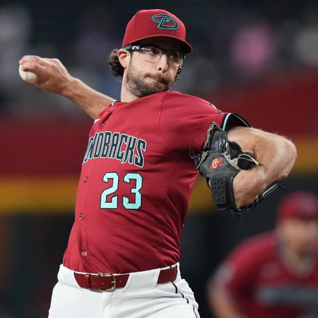 Arizona Diamondbacks right-hander Zac Gallen (23) pitches against the Houston Astros at Chase Field on July 21, 2025.