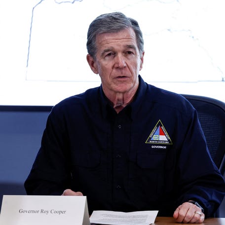 North Carolina Gov. Roy Cooper attends a briefing about the Hurricane Helene response on Oct. 2, 2024, in Raleigh, North Carolina.