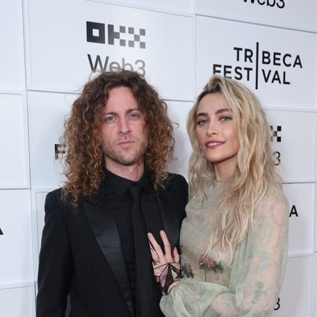 Justin Long and Paris Jackson attend the "One Spoon Of Chocolate" premiere during the 2025 Tribeca Festival at BMCC Theater on June 8, 2025, in New York City.
