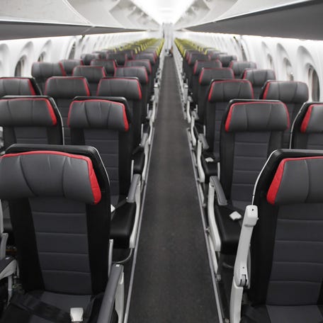 Seating on a Breeze Airways Airbus A220.