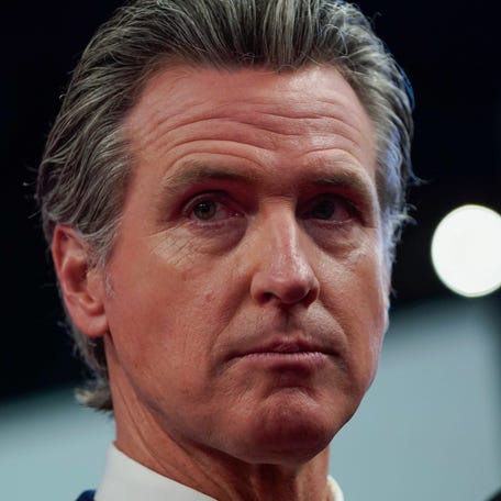 California Governor Gavin Newsom at the Georgia Tech's McCamish Pavilion prior to the CNN Presidential Debate between President Joe Biden and former President Donald Trump held at CNN's studios in Atlanta on June 27, 2024.