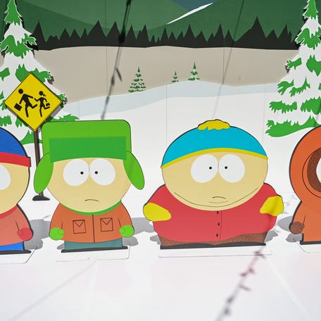 Character cut-outs are seen at Paramount+'s "South Park" in San Diego event during 2025 San Diego Comic-Con on July 25, 2025 in San Diego, California.