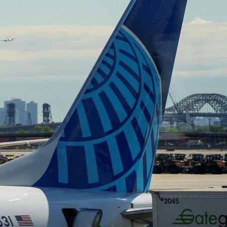 A view shows United Airlines at the tarmac at Newark International Airport.
