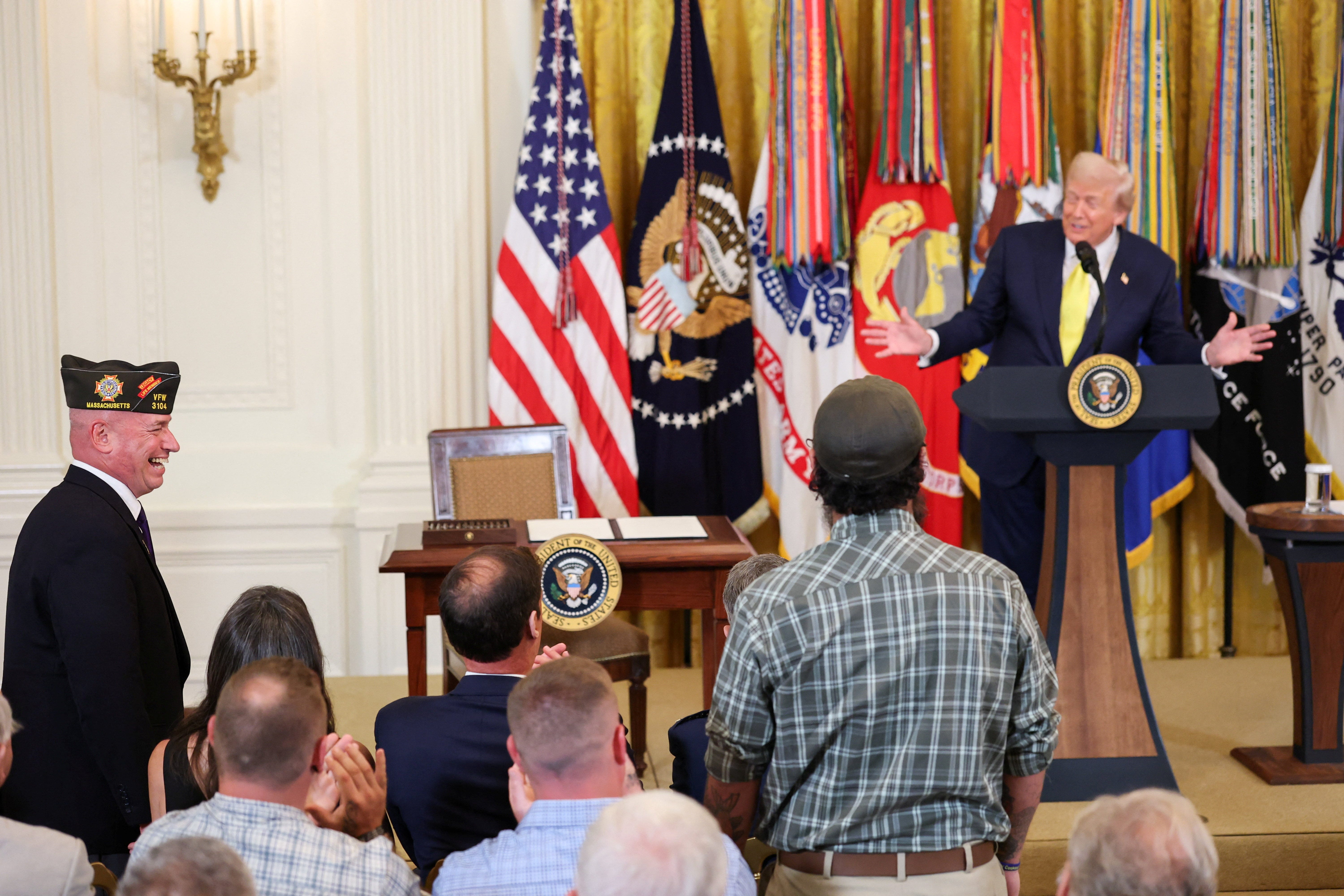President Trump honors 100 Purple Heart recipients at special White House ceremony