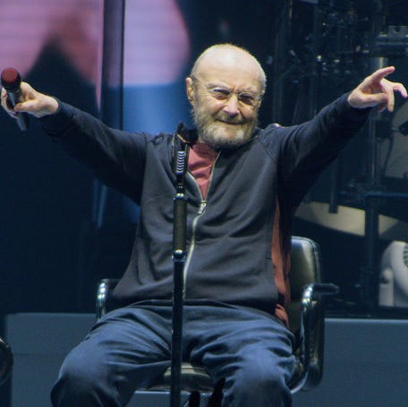 Phil Collins of Genesis performs on the opening night of their North American "The Last Domino?" tour at the United Center on November 15, 2021 in Chicago.