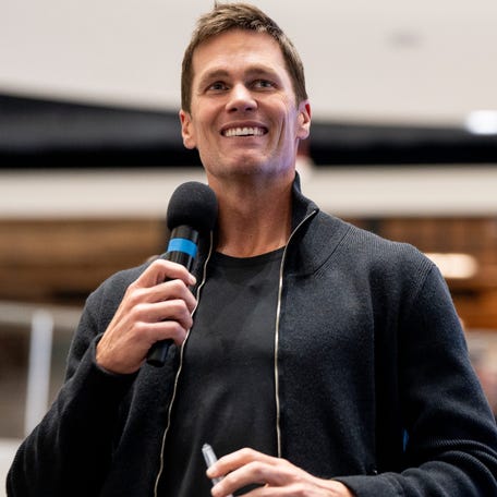 Tom Brady appears at American Dream for the grand opening of Card Vault by Tom Brady, a sports card and memorabilia retailer, East Rutherford, Friday, Apr. 11, 2025.